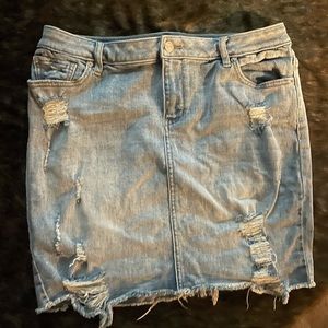 Soho distressed denim skirt